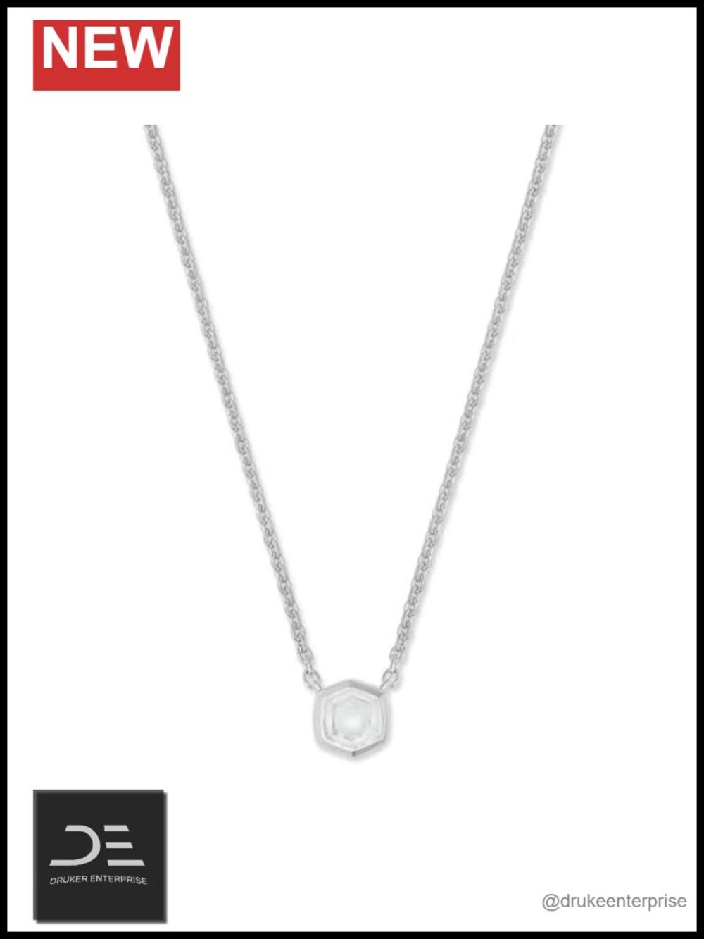 Kendra Scott Davie Sterling Silver Pendant Necklace Rock Crystal
